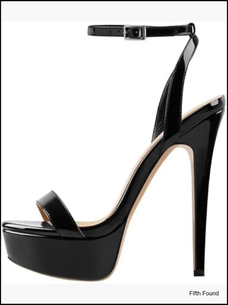 Platform Stiletto Heels, Round Open Toe Ankle Strap, Wedding Party Heeled